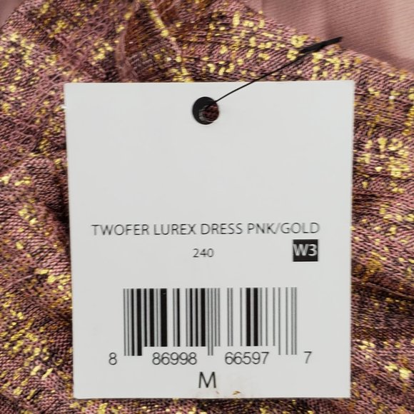 Ophelia Roe Pink Brown Shimmery Gold A-Line Pullover Dress NEW NWT Size M - Picture 10 of 13